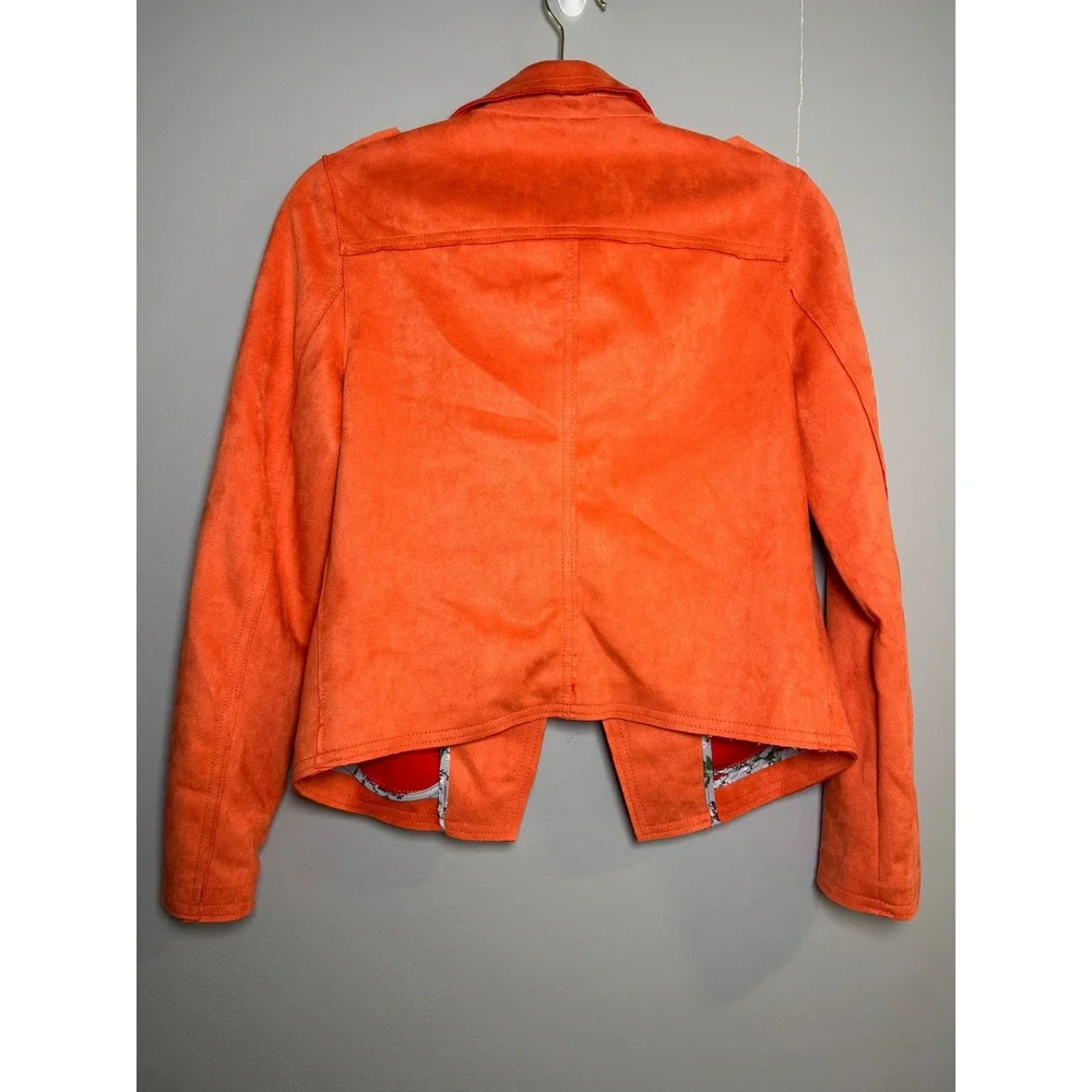 Philosophy Republic Clothing Orange‎ Faux Suede Moto Jacket Womens XS Cut Sewn